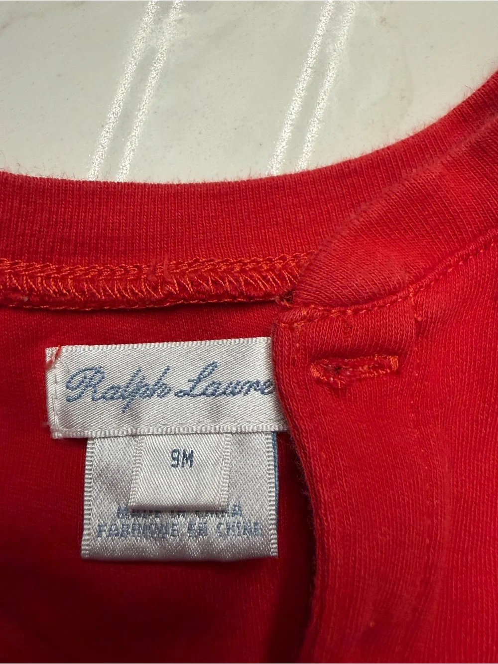 Ralph Lauren Red Baby Onesie with Polo Tag